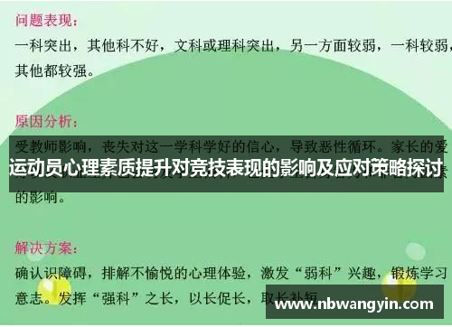 运动员心理素质提升对竞技表现的影响及应对策略探讨